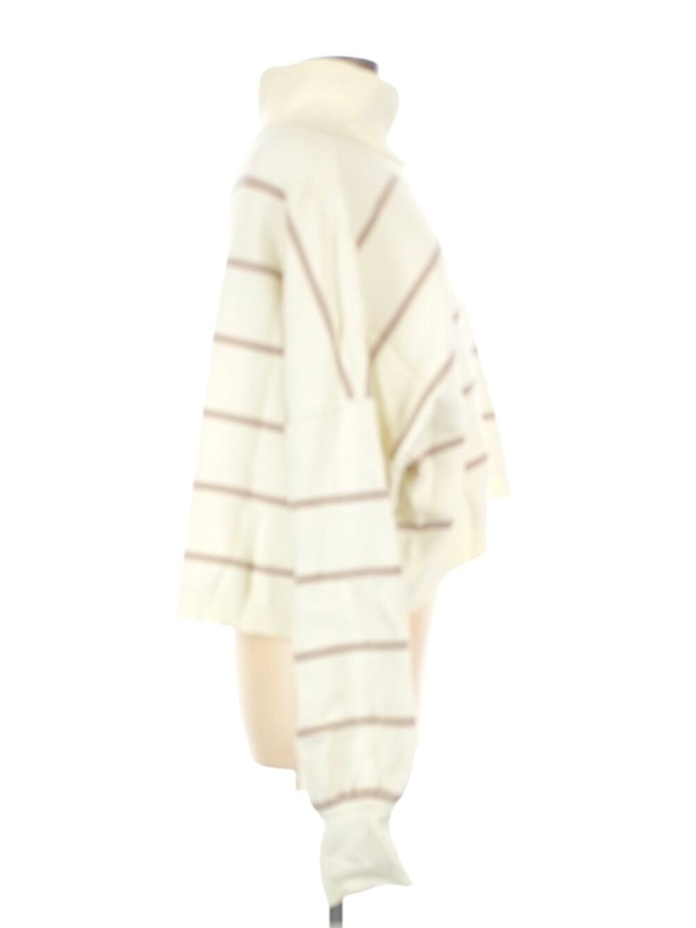 Free People "Paulie" Striped Turtleneck Sweater In Cream and Tan - Size M - Picture 7 of 13